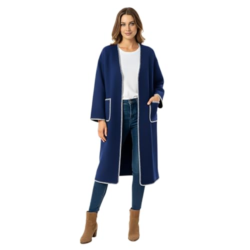 Cardigan pour femme en laine contre le froid avec de larges poches avant