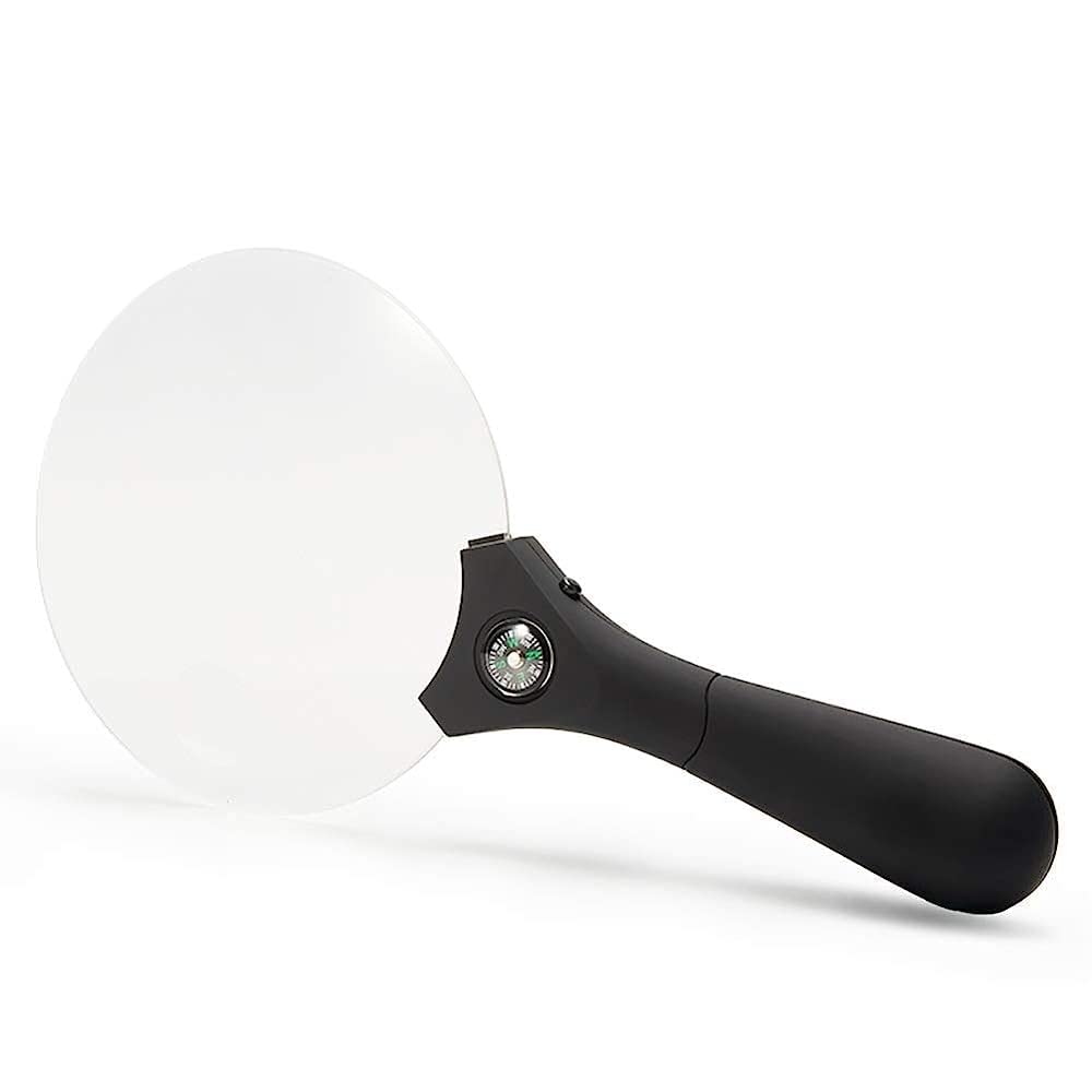 Lupa De Mano con Luz Led 10X, Lupa De Lectura, Lente Sin Distorsión para Personas Mayores con Baja Visión, para Leer Libros, Revistas, Periódicos Y Mapas. con Lupa/Negro,