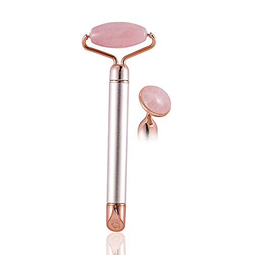 Jade Roller Electric Vibrating Roller for Face Eye Neck Facial Beauty Roller For Slimming Firming Natural Jade Stone Rose Quartz