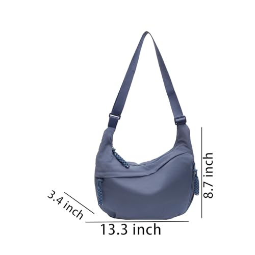 Image of Crossbody Nylon Crescent Bag for Women - Lightweight Small Hobo With 2 Pack Inner Dumpling Bag - Casual
