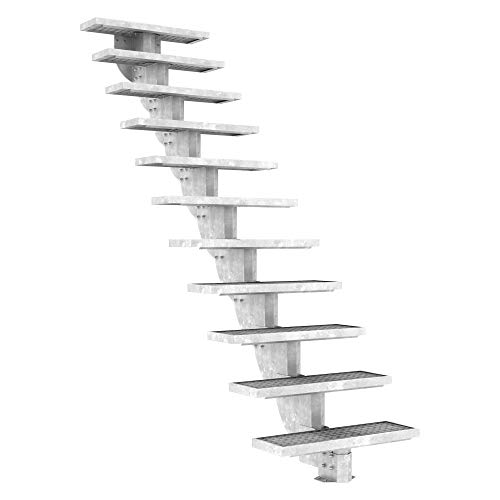 DOLLE Außentreppe Gardenstep mit 11 Stufen Höhe: 203,5-247,5 cm Gitterroststufen 80 cm