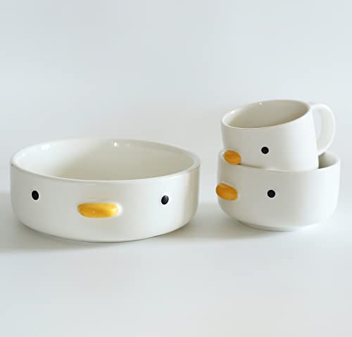 Purroom Funny Cute Duck 6'' Salad Bowl, Handmade Glaze Chick Safety Ceramics Large Pasta Bowls, Home Family, Friend. #TOP5