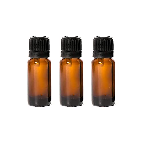 Edens Garden Empty Amber Glass Bottles for Essential Oils, 3 Pack- 10 ml