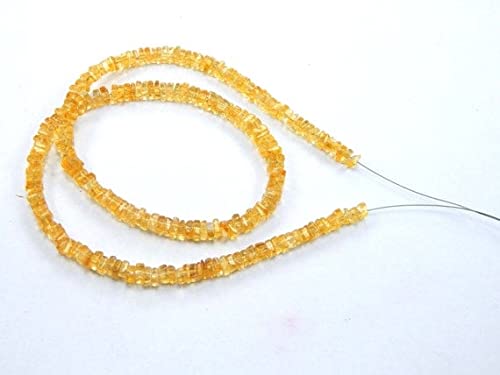 Citrine perles heishi 4-5 mm en fil de 40 cm pour création de collier en pierres naturelles