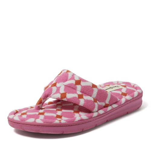 Image of Dearfoams Women's Melanie Colorblocked Microfiber Terry Thong Slipper