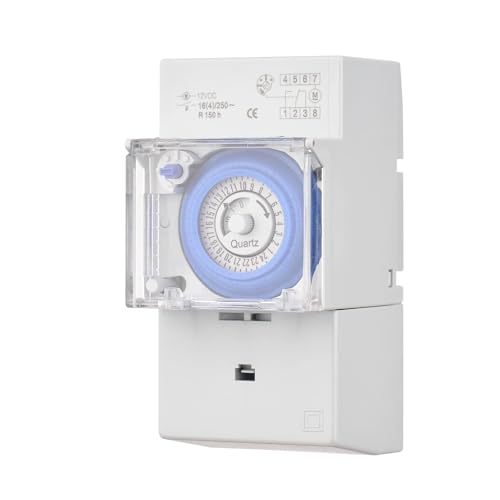 Interruttore timer, Sunydog meccanico 24 ore DC 12 V intervallo di 30 minuti 48 volte/off timer elettrico programmabile interruttore relè installazione su guida DIN
