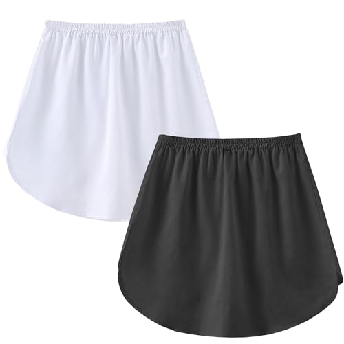OBBUE Women's 2 Pcs Mini Adjustable Shirt Extender Removable Layering Half Length Underskirt with Buttons2