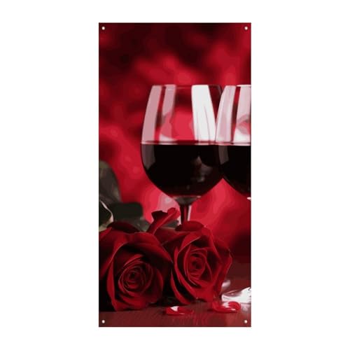 Bannière de porte roses et vin rouge 178x90 cm pour décoration de porche saisonnière