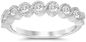 La Joya 1/4-1/2 CT TW Certified Lab Grown Infinity Diamond Ring Bands | Solid 10k White Gold Diamond Anniversary Ring and Wedding Band | Sparkling GH VS/SI Diamond Band