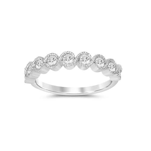 La Joya 1/4-1/2 CT TW Certified Lab Grown Infinity Diamond Ring Band | Solid 10k White Gold Anniversary and Wedding Band | Sparkling GH VS/SI