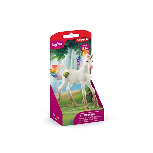 Image of Schleich Bayala - Rainbow Unicorn Foal Toy Figurine - Kids 5+ | 70727 | Unicorn Figurine, Fantasy Toy for Girls 5+, Magical Collectible, Screen-Free Imaginative Pretend Play, Fairy Animal Figure