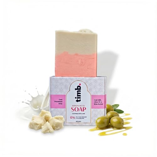 Image of Timb Goat Milk Bath Soap Bar | Handmade Cold Processed Bathing Soap | With Shea Butter, Olive & Coconut Oil | Deep Hydration & Nourishment | Toxin & Chemical Free | For All Skin Types - 100g (Pack of 1)