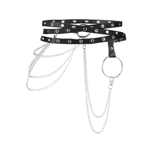 Punk leather Waist Chain Belt Gothic Body Harness Belt Adjustable Layered Body Chains Waistband Club Rave Outfit4