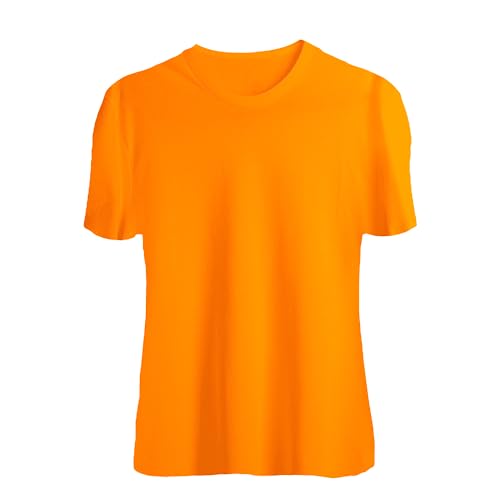 Image of ZOVUTA Titox Men's Slim Fit Polyester Orange Half Sleeve T Shirt - Quick Dry Lycra Sports Training Tee for Gym, Running, Workout (Small) (Special Dot Net Fabric)