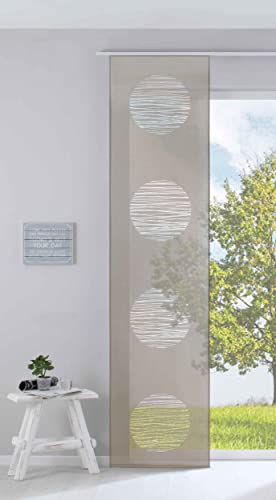 Gardinenbox 85612 Rideau Coulissant Moderne « Cercle » H x l 245 x 60 cm Taupe en Tissu de qualité supérieure avec Barre de lestage