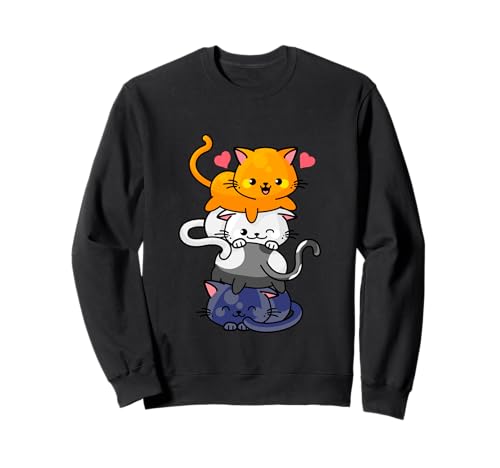 Chat mignon Pour Femmes Filles Kitty Pile Anime Kawaii Neko Sweatshirt