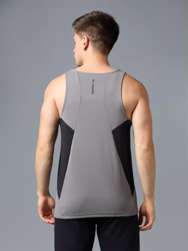 Image of TECHNOSPORT Men's Solid Slim Fit Scoop Neck Sports Innerwear Vest with TECHNOCOOL+ Quick Dry Anti Odour Anti Microbial 2 Way Stretch Soft & Smooth Activewear