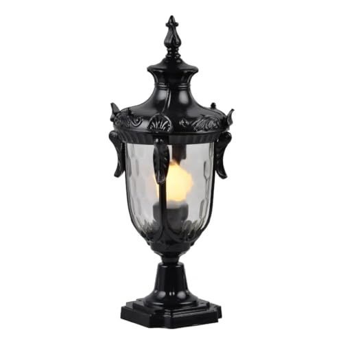 Image of Glowave Decorative Outdoor Black Post Light Pillar Light Column Light, Waterproof Gate Lantern for Patio or Fench Deck, Doorway Porch Pillar Lamp - Warm White (P-6680 /S-BK)