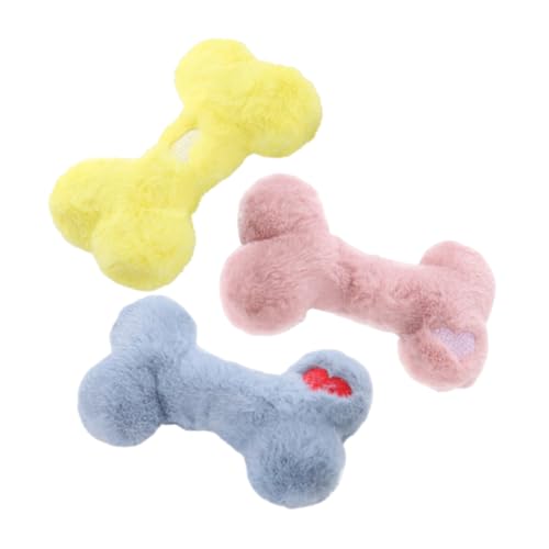MERRYHAPY インタラクティブなきしむ犬用 骨型 洗えるぬいぐるみ 中型犬用 子犬の ペット用品 3個