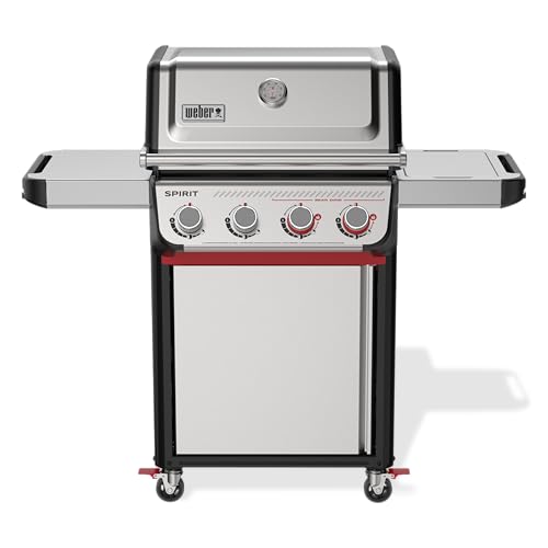 Image of Weber Spirit S‑425C Gas Grill (Liquid Propane) for Outdoor Cooking, 4 Burner - Stainless Steel with Porcelain-Enameled Cast-Iron Grates, 2 Boost Burners & Sear Zone