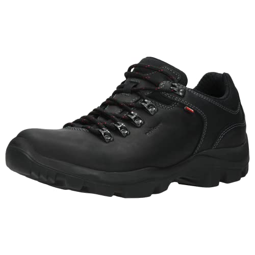 WOJAS Herren Trekkinghalbschuhe aus Echtleder | Robuste Outdoor Wanderschuhe für Männer | Atmungsaktive Trekkingschuhe Schwarz Größe 43