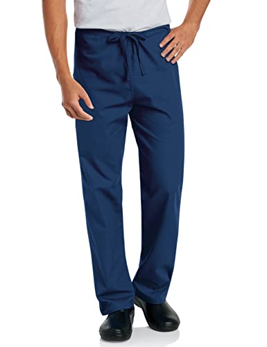 Landau Standard Essentials Unisex Relaxed Fit 1-Pocket Drawstring Scrub Pants 7602, Navy, Large #TOP24