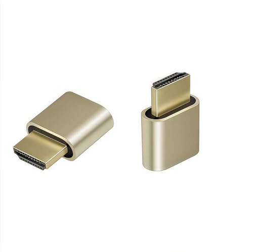 ADWITS 2-Pack 4K 2K 1080P 30Hz a 60Hz Supporto Emulatore display HDMI DDC EDID Adattatore per monitor Ghost senza testa Plug Dummy, Nuova versione 4096x2160 a 60Hz - colore oro