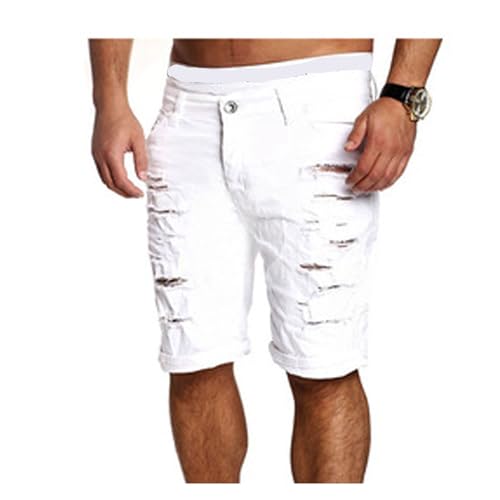 Pantalones cortos de mezclilla Legou blancos XL con agujeros para evitar el calor con estilo