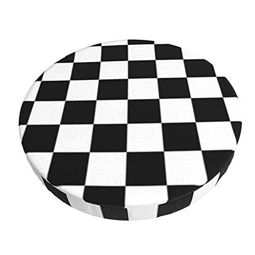 Paedto Housses de tabouret de bar ronds, 30 cm, housses de siège élastiques et lavables, pour maison, bar, hôtel - Noir et blanc Cover