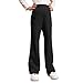 Teen Girls Dress Pants Bell Bottoms School Uniform Leggings for Kids Stretchy Flare Leg Pull-On Pants with Pockets 13-14 Years Black