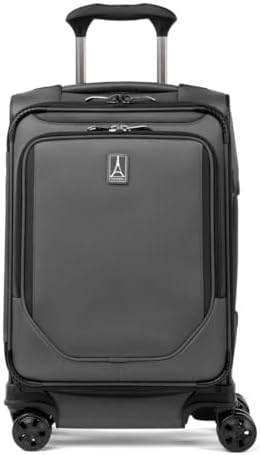 Travelpro Crew Classic Lightweight Softside Expandable Carry on Luggage, 8 Wheel Spinner Suitcase, Men and Women, 20-Inch, Titanium Grey, Compact Carry On, Crew Classic Softside Expandable Luggage