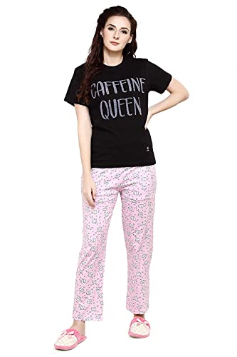 Image of Evolove Women's Cotton Round Neck Short SleevesNight Suit Set /Top Pyjama Set Super Soft Comfortable (Nightsuit-Round-HS-4)