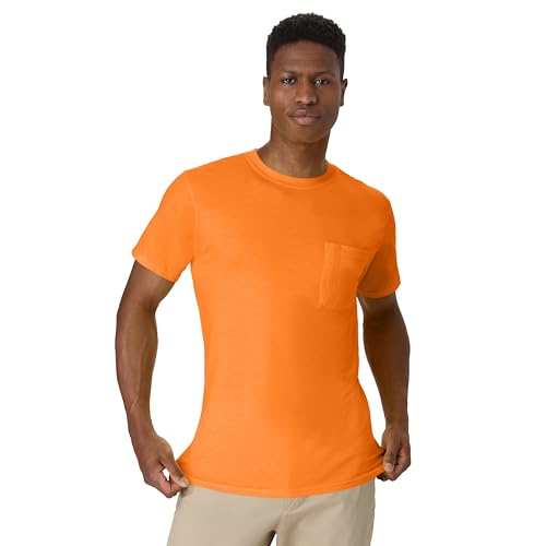 Hanes mens Men's Workwear Short Sleeve Tee (2-pack) T Shirt, Safety Orange, XX-Large US - image 2