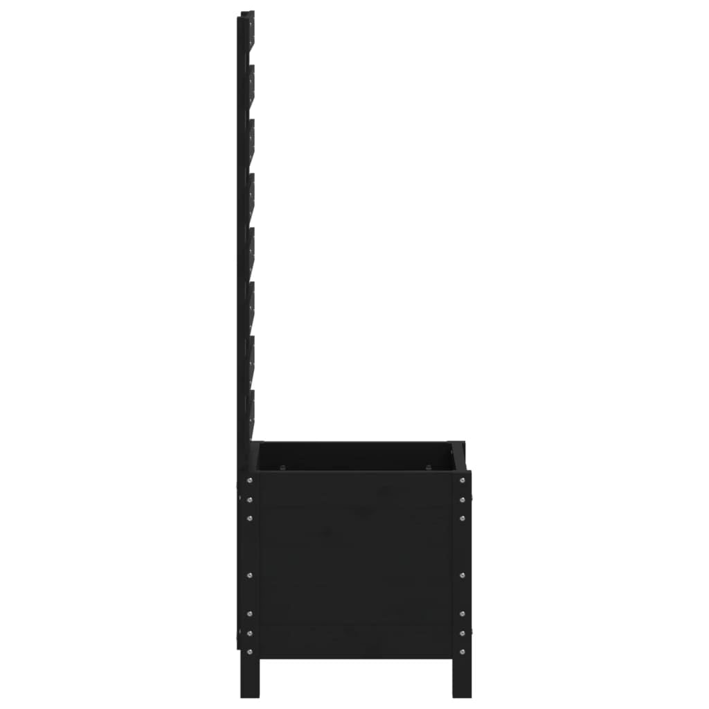 Macetero con soporte de madera maciza de pino 39 x 39,5 x 114 cm en negro, jardinera para flores y plantas trepadoras como tomates, guisantes y rosas, material natural resistente