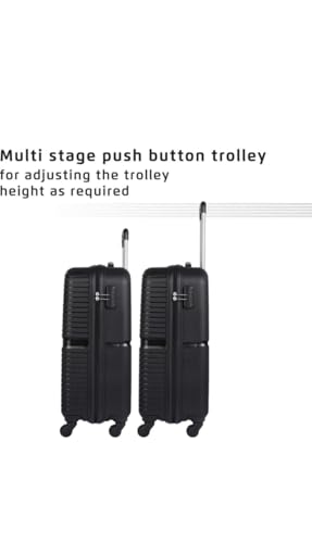 Image of PP Hard Shell 4 Wheels 360 Degree Safari Trolley Bag for Travel Black, Set of 2, Free Size, 70 cm