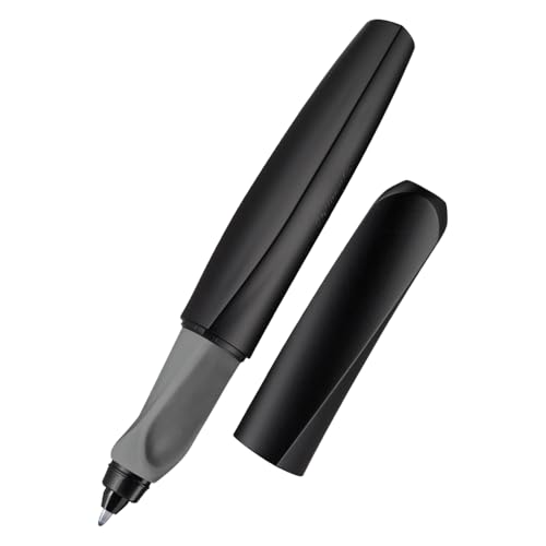 Pelikan Twist Rollerball Pen, Refillable Writing Pen for Left- and Right-Handed Users, Ergonomic Design with Blue Ink, Black