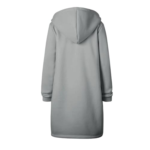 Women Long Sweat Jacket Casual Zip Up Fleece Jacket with Hoodies Plus Size Trench Coat Long Sleeve Cardigan Thin Basic4