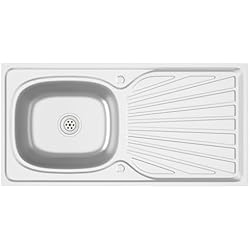 Fregadero Supra 500 U vidaXL Fregadero Escurridor Lavabo de Empotrar Colador Utilidad Cocina Moderno Grifo Mezclador Decoración Plateado 1000x500x155 mm Acero Inoxidable
