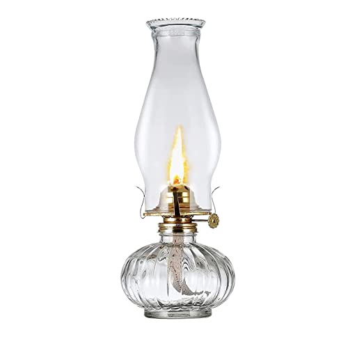 Lámpara de aceite Linterna de queroseno de vidrio Lámpara de queroseno de vidrio vintage Huracán para uso en interiores..