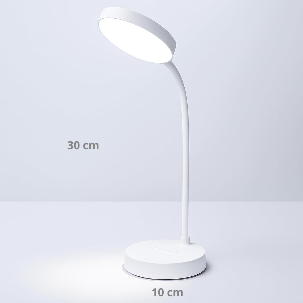 Luminária de Mesa LED Recarregável Articulada Touch Premium - 3 Níveis de Luminosidade Com Pescoço Flexível e Carregamento USB