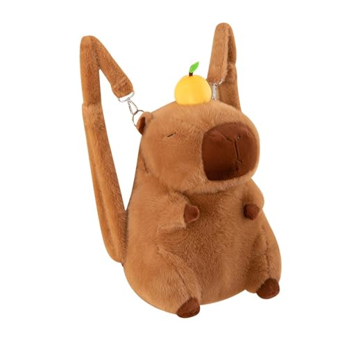 APLVFFZH Plüsch Rucksack für Erwachsene, Brauner Cartoon-Rucksack, Süßer Tierrucksack, Umhängetasche mit Tragegriff und längenverstellbaren Trageriemen, Geschenk Zum Geburtstag