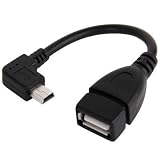 TechExpert Cable Mini USB OTG 5 Broches coudé vers USB Femelle pour connecter Une clé USB à Un autoradio GPS ou Autre Appareil avec Port Mini USB 12cm