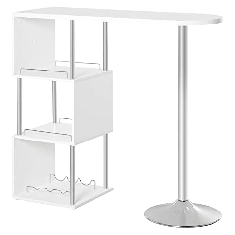 HOMCOM Bartisch, Bistrotisch mit 3 Ablageflächen und Weinregal Cover