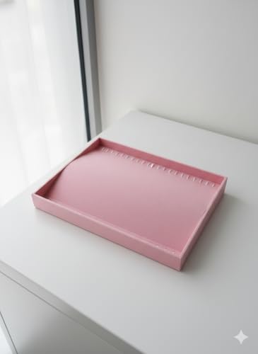Image of Velvet Jewellery Drawer Organizer Stackable Tray for Chain-Bracelet in Pink