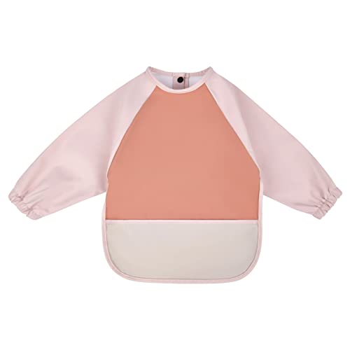 Vicloon Baby Weaning Bibs, PU Feeding Bibs With Long Sleeves, Waterproof Toddler Bibs Easy to Clean