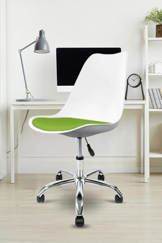 Image of Amazon Brand - Umi Height-Adjustable Modern Revolving Rotary Arm Office Study Desk Chair - Ideal for Spa, Bar, Home - White & Light Green Color