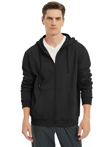 Men's Lightweight Zip Up Hoodie Long Sleeve Sweatshirt Athletic Slim Fit Basic Jacket with Pockets(Regular & Tall)4