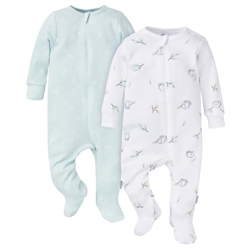 Image of Gerber baby-girls 2-pack 2-way Zip Thermal Footed Sleep 'N Play