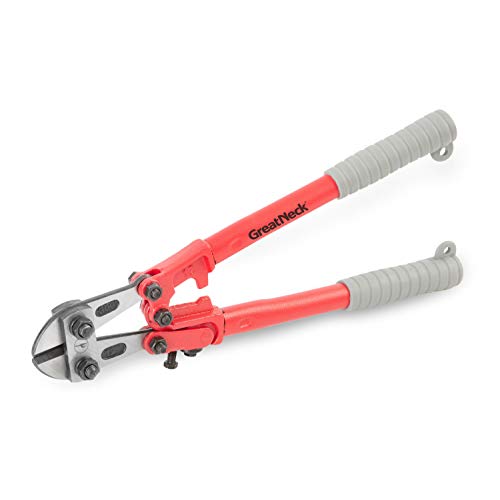 GreatNeck BC12 Bolt Cutters, 12 Inch | Cut Chain Link, Wire, Nails, Bolts, Barb Wire, & More | 5/32 Inch (5 mm) Max Capacity | Powerful Cutting Tool | Ergonomic Vinyl Grips