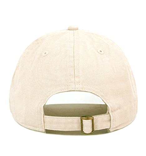 The Hat Depot Unisex Blank Washed Low Profile Cotton And Denim Baseball Cap Hat (Beige) #TOP2